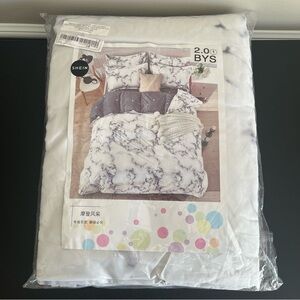 Shein Marble Print 4 Pc Duvet Cover Sheet Set Full Double Queen 78.7 X 90.6 in